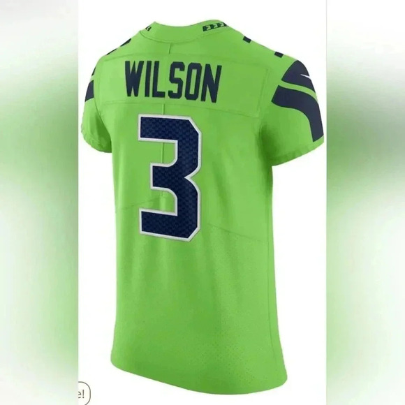 Nike Russell Wilson Neon Green Seattle Seahawks Alternate Vapor Elite Play XL - Picture 3 of 7
